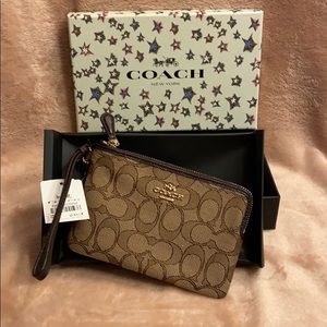 Coach brown on brown wristlet brand new never used